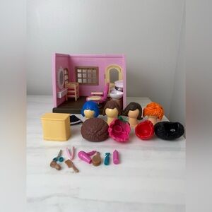Li’l Woodzeez Toy Dollhouse Playset EXTRA Accessories Hair Salon READ